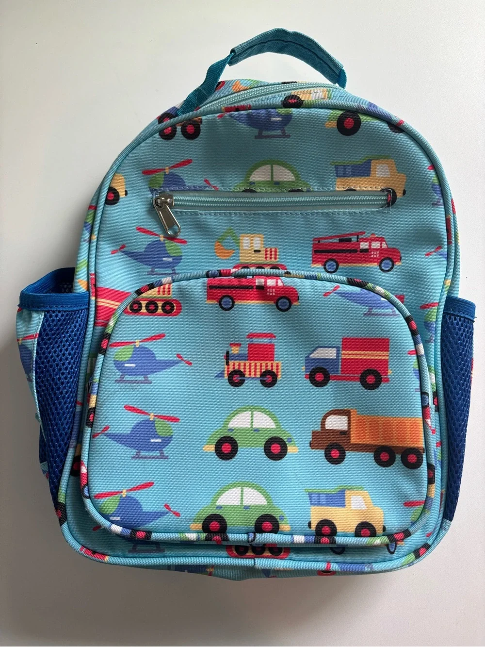 Kids blue Backpack with Vehicle Print Toddler Preschool Size
